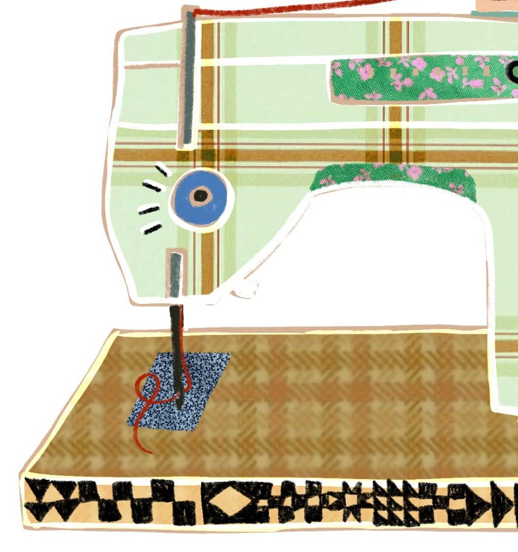 Retro Sewing Machine Vinyl Stickers, Quilt Sewing Sticker - homesewn