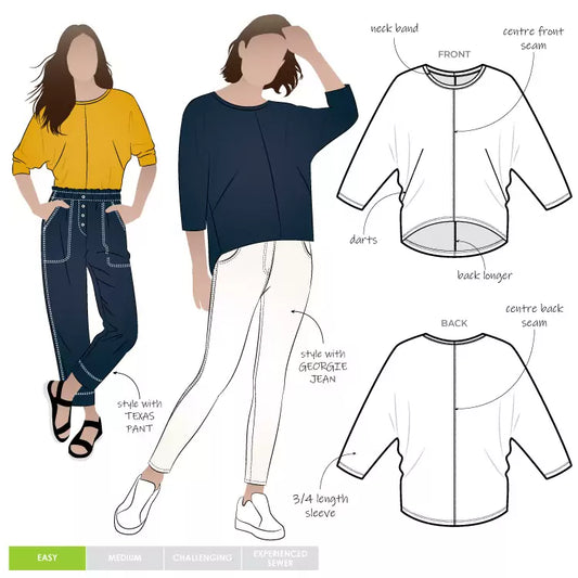 Rhea Knit Top - Paper Sewing Pattern - Style Arc