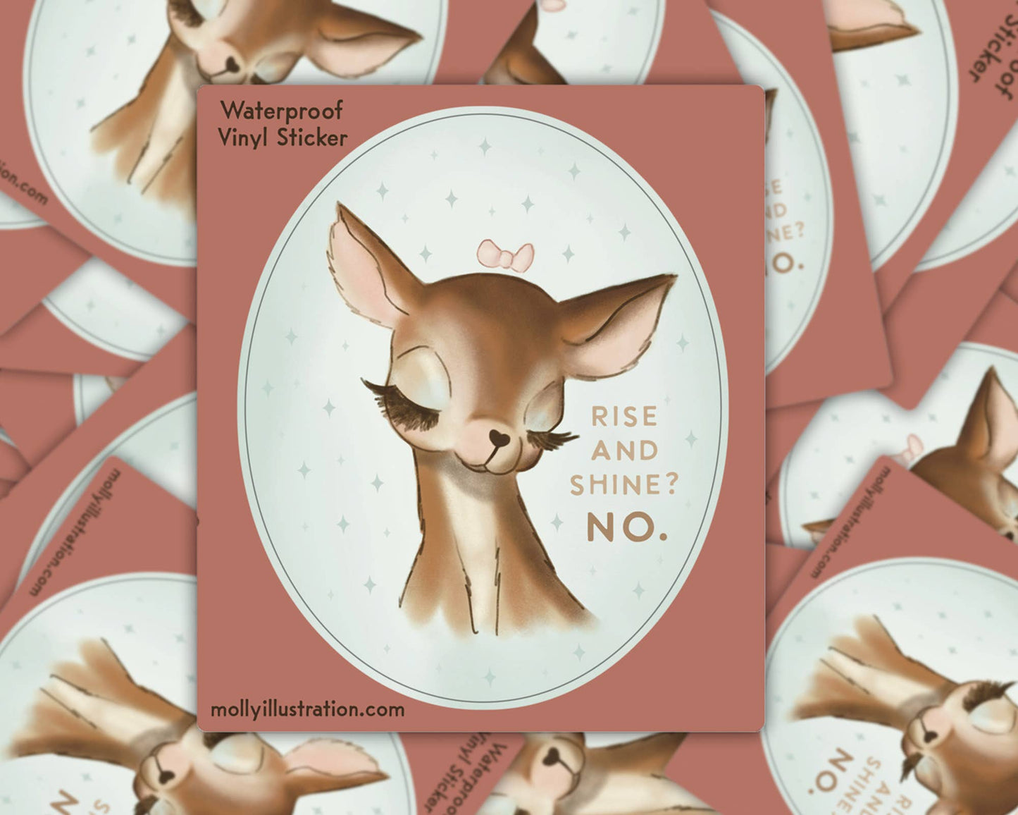 Rise and Shine Illustrated Deer Waterproof Vinyl Sticker - homesewn