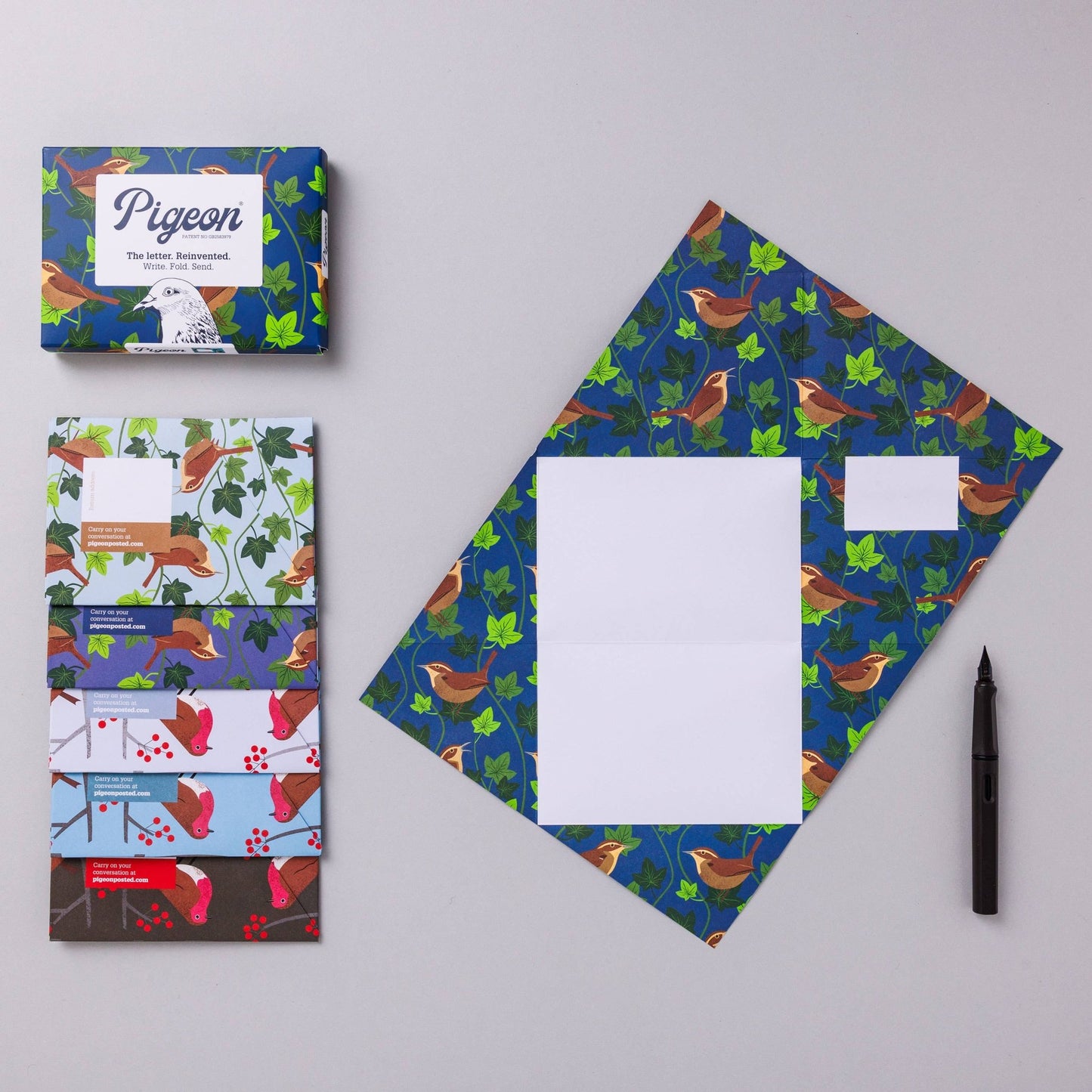 Robin & Wren Pigeon, Folding Letter Set – Pack of 6 Letters - homesewn