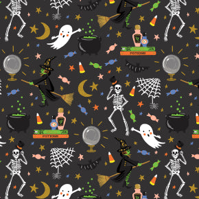 Halloween Party - Black Metallic - Rifle Paper Co Halloween quilting cotton
