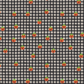 Pumpkin Gingham - Black - Rifle Paper Co Halloween quilting cotton