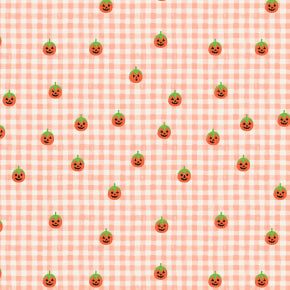 Pumpkin Gingham - Blush - Rifle Paper Co Halloween quilting cotton