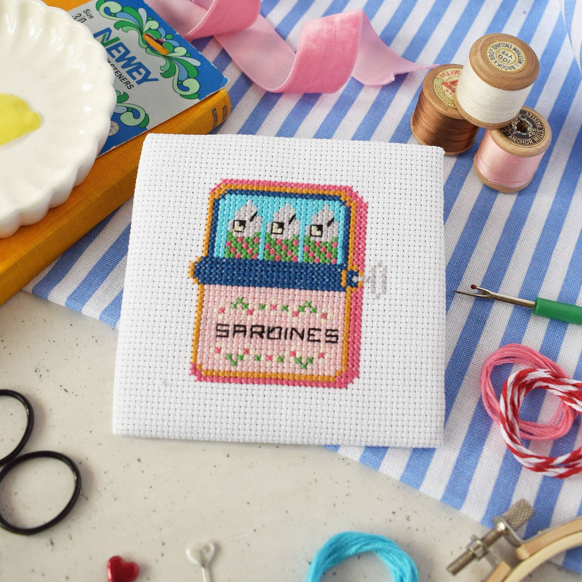 Sardines Mini Cross Stitch Kit - homesewn