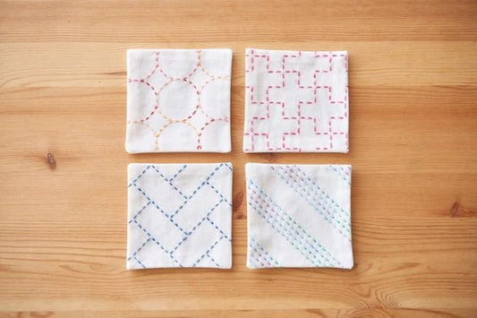 Sashiko Coaster Set - White - homesewn