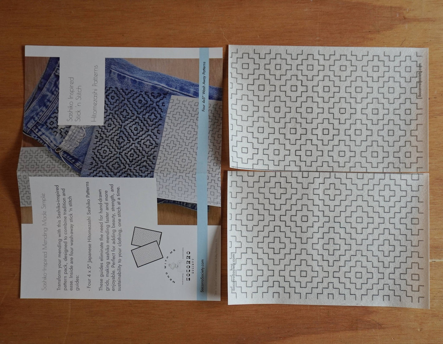 Sashiko Inspired Mending Stick and Stitch Patterns - homesewn
