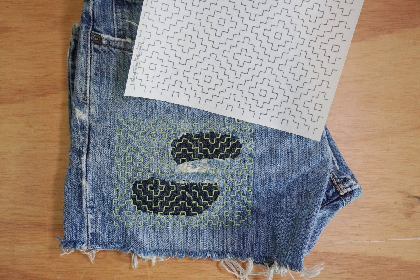 Sashiko Inspired Mending Stick and Stitch Patterns - homesewn