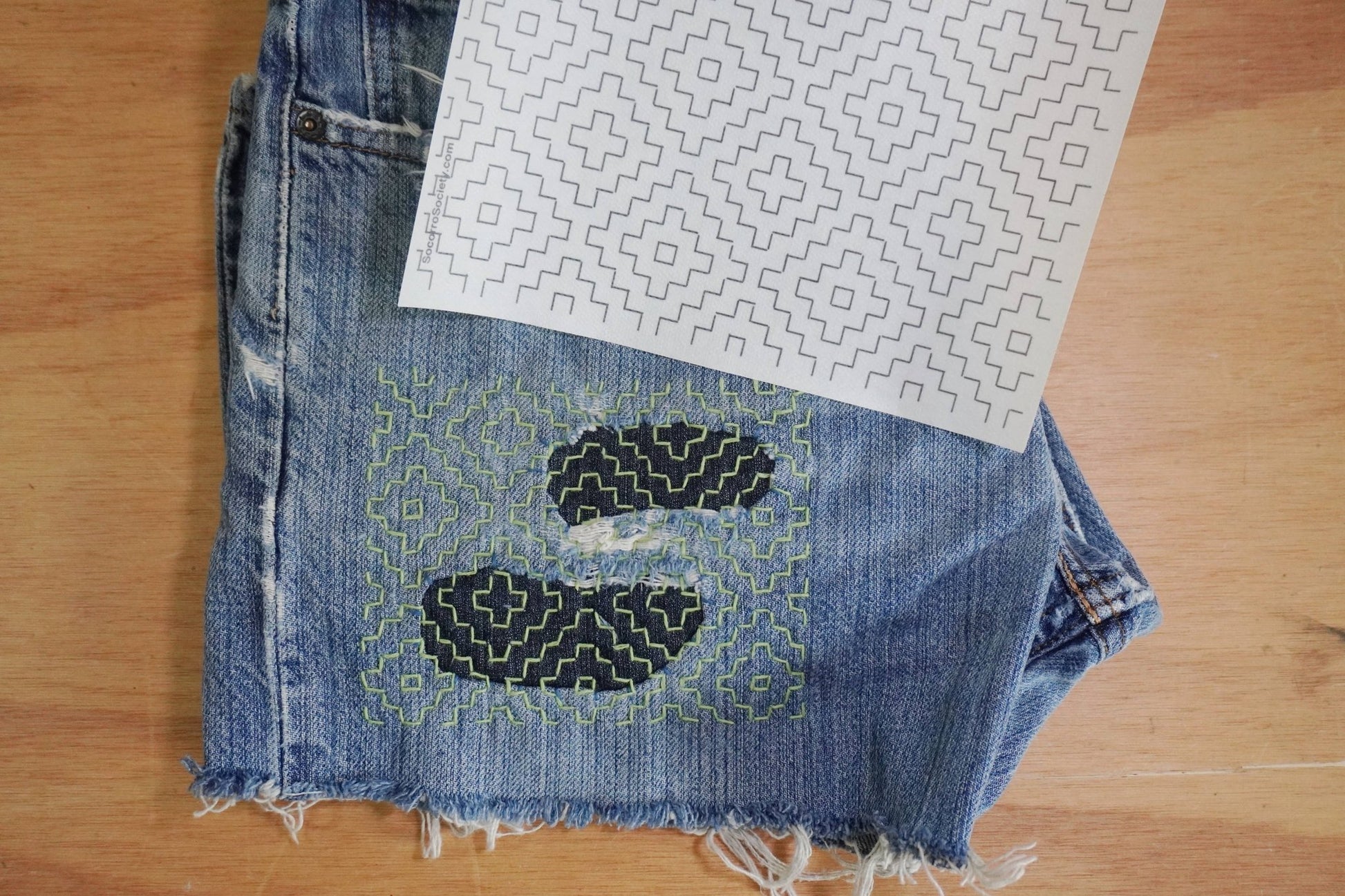 Sashiko Inspired Mending Stick and Stitch Patterns - homesewn