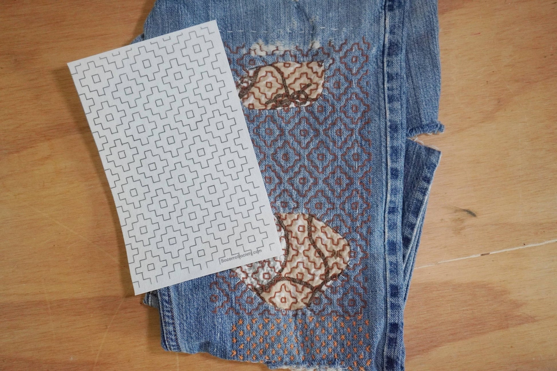 Sashiko Inspired Mending Stick and Stitch Patterns - homesewn