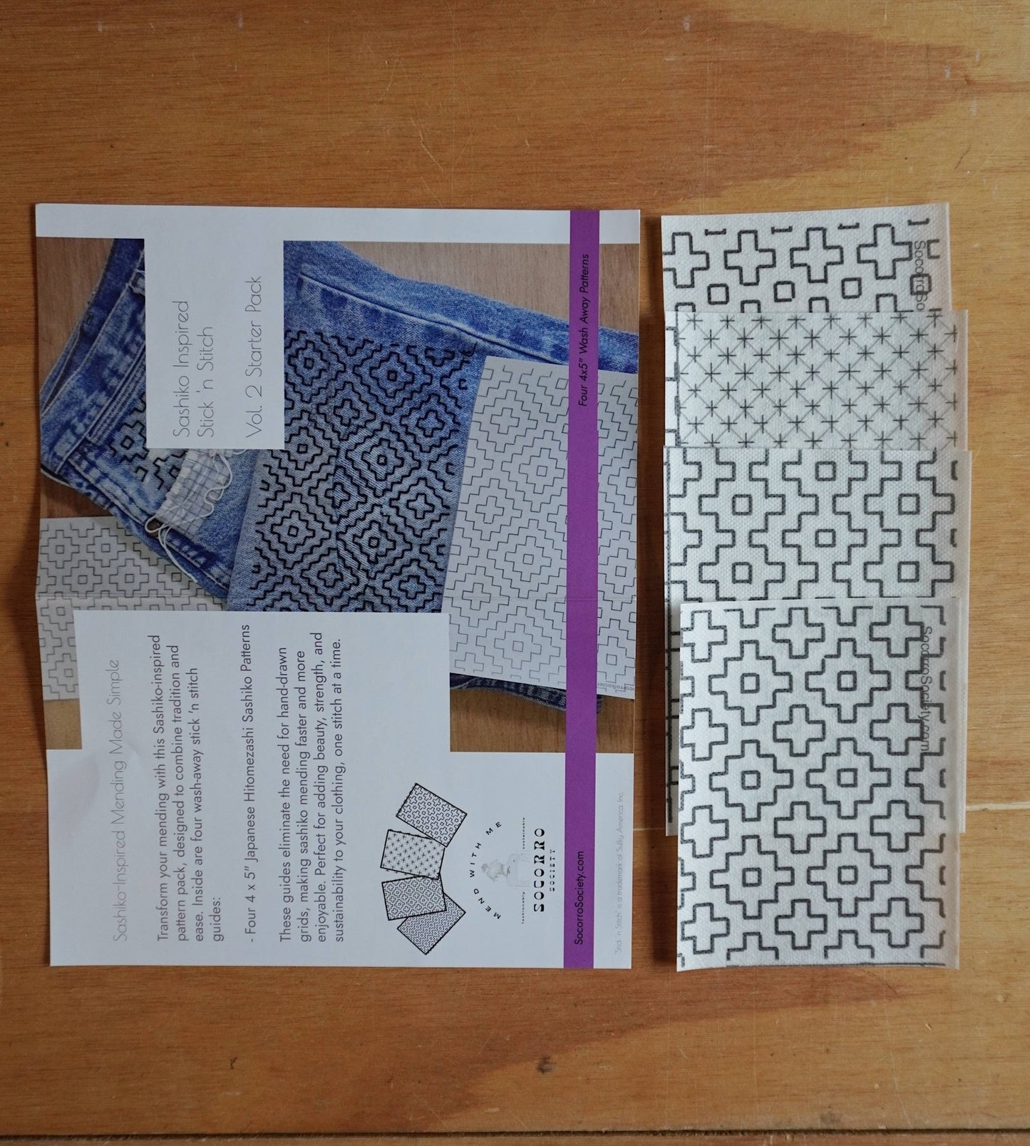 Sashiko Inspired Mending Stick and Stitch Patterns - Vol 2 - homesewn