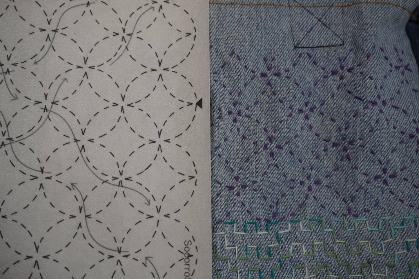 Sashiko Inspired Seven Treasures Stick and Stitch Pattern - homesewn