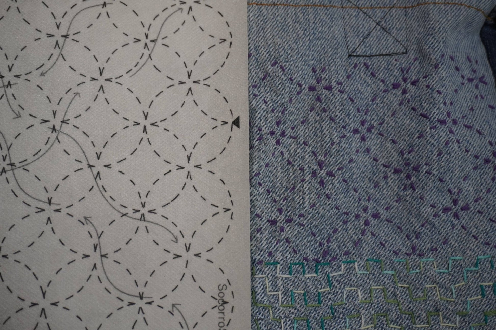 Sashiko Inspired Seven Treasures Stick and Stitch Pattern - homesewn