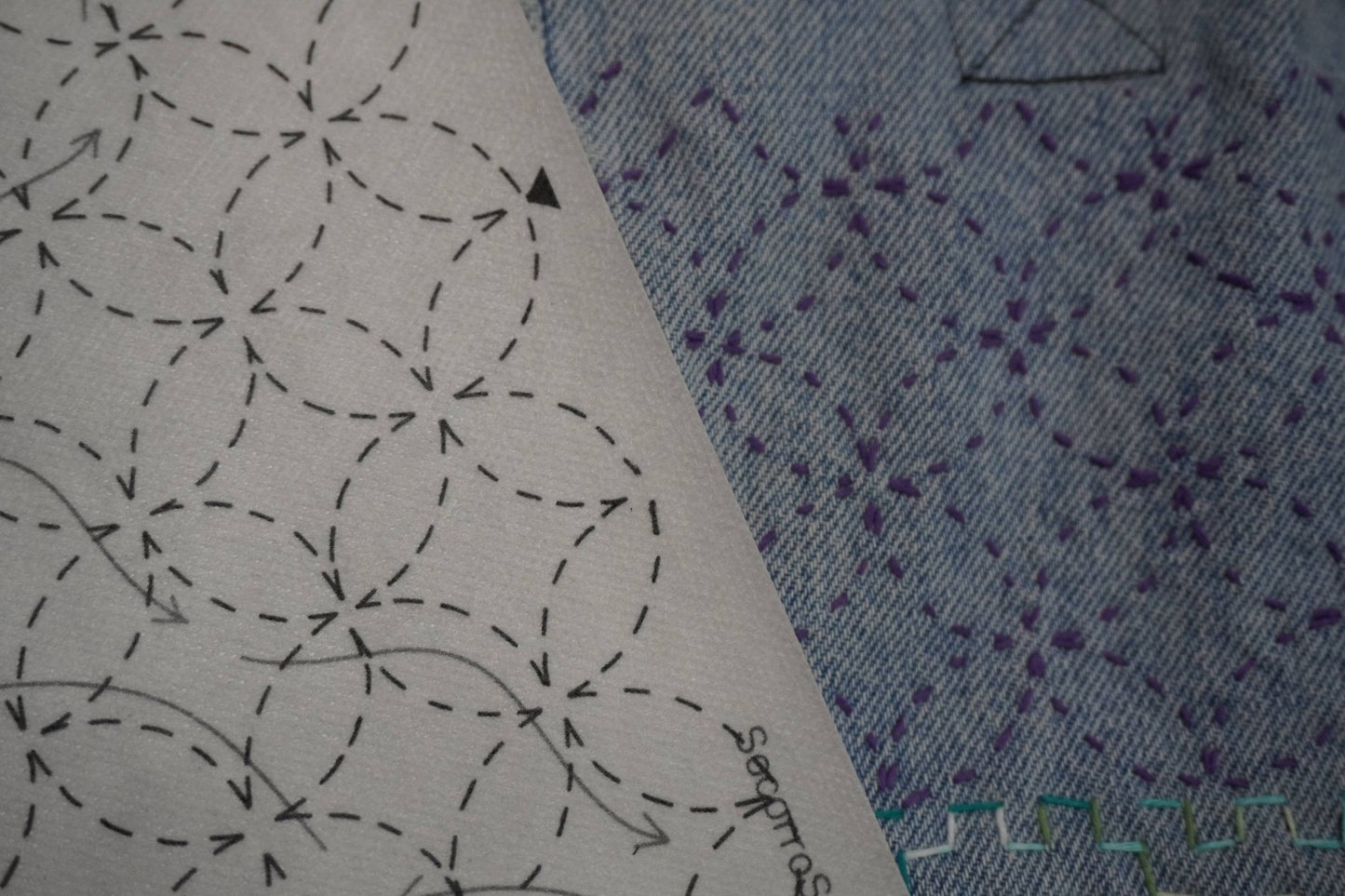 Sashiko Inspired Seven Treasures Stick and Stitch Pattern - homesewn