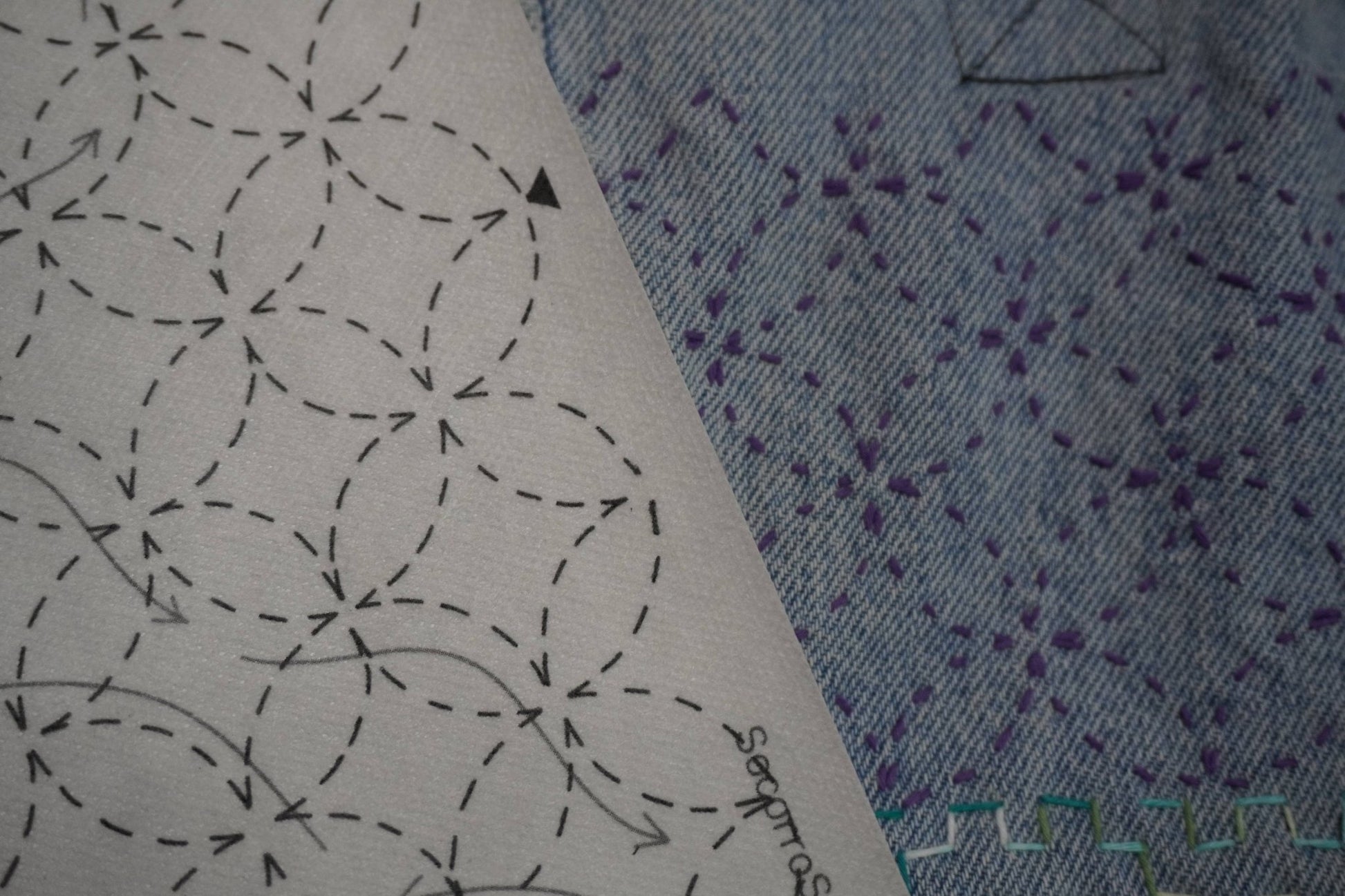 Sashiko Inspired Seven Treasures Stick and Stitch Pattern - homesewn