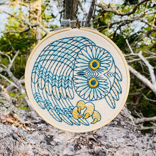 Saw Whet Owl Complete Embroidery Kit - homesewn