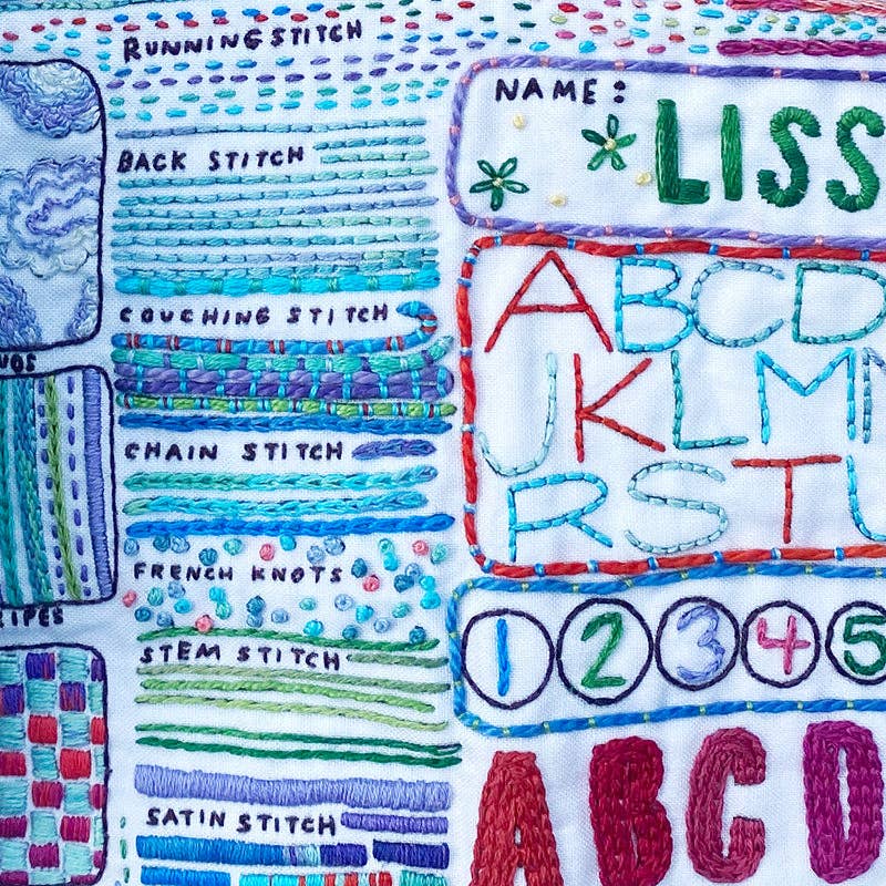 Schoolhouse Embroidery Sampler - homesewn