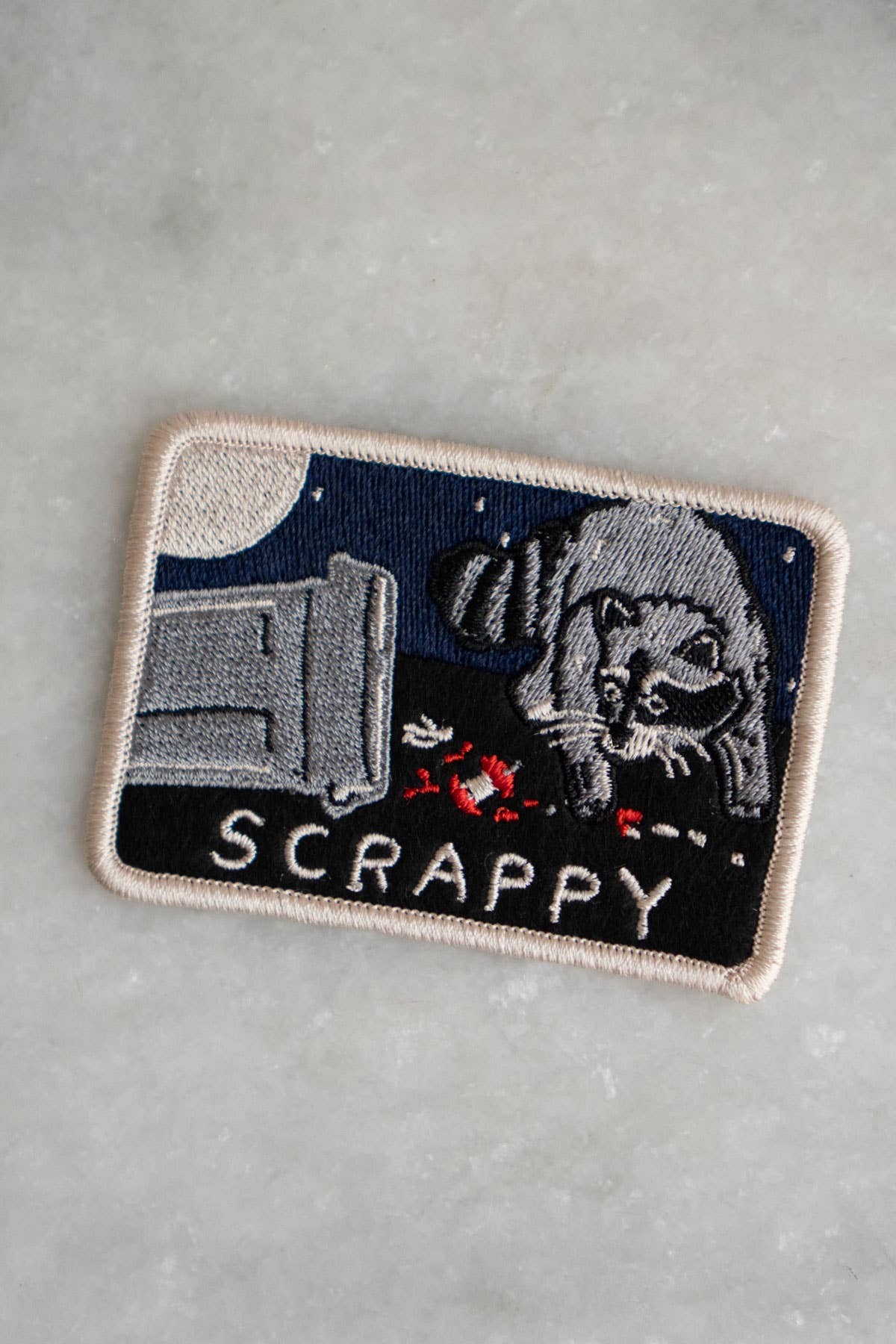 Scrappy Raccoon (Trash) Sticky Patch | Embroidered Patch - homesewn