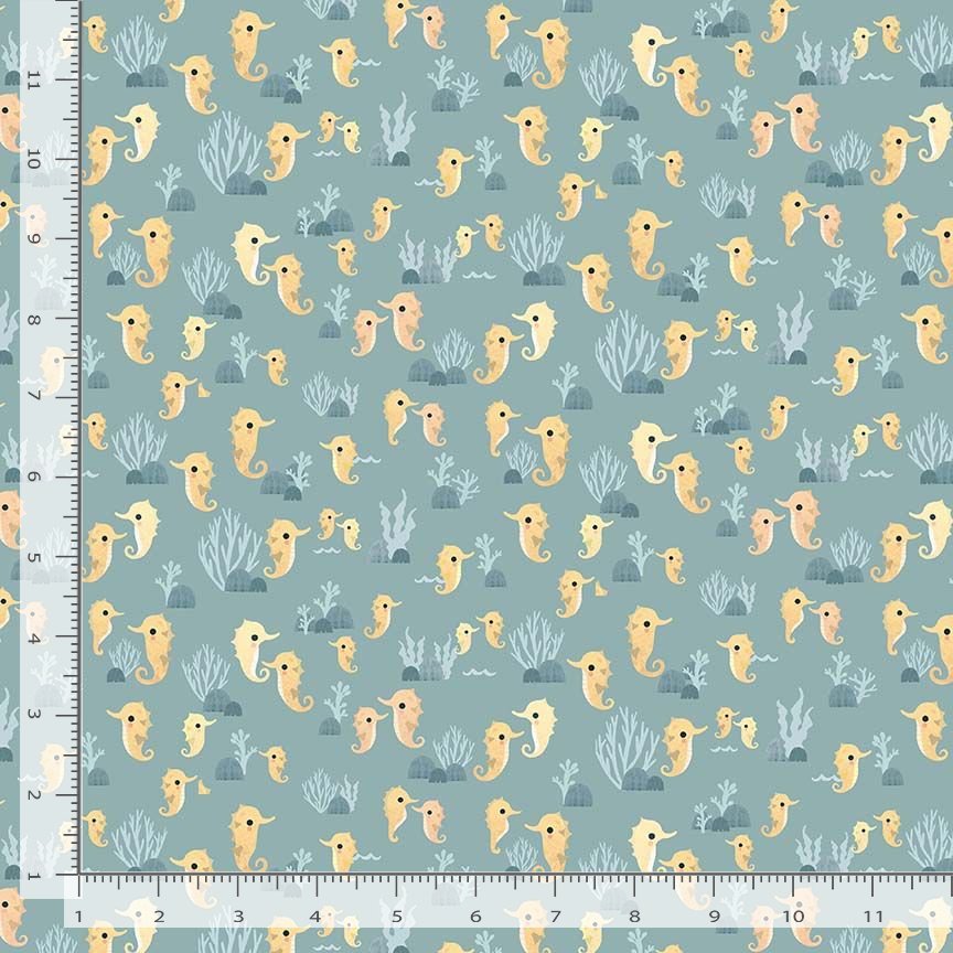 Seahorsing Around - Pool - Beyond the Sea - QUILTING COTTON/POPLIN - homesewn
