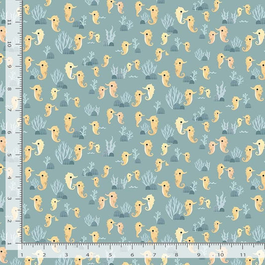 Seahorsing Around - Pool - Beyond the Sea - QUILTING COTTON/POPLIN - homesewn