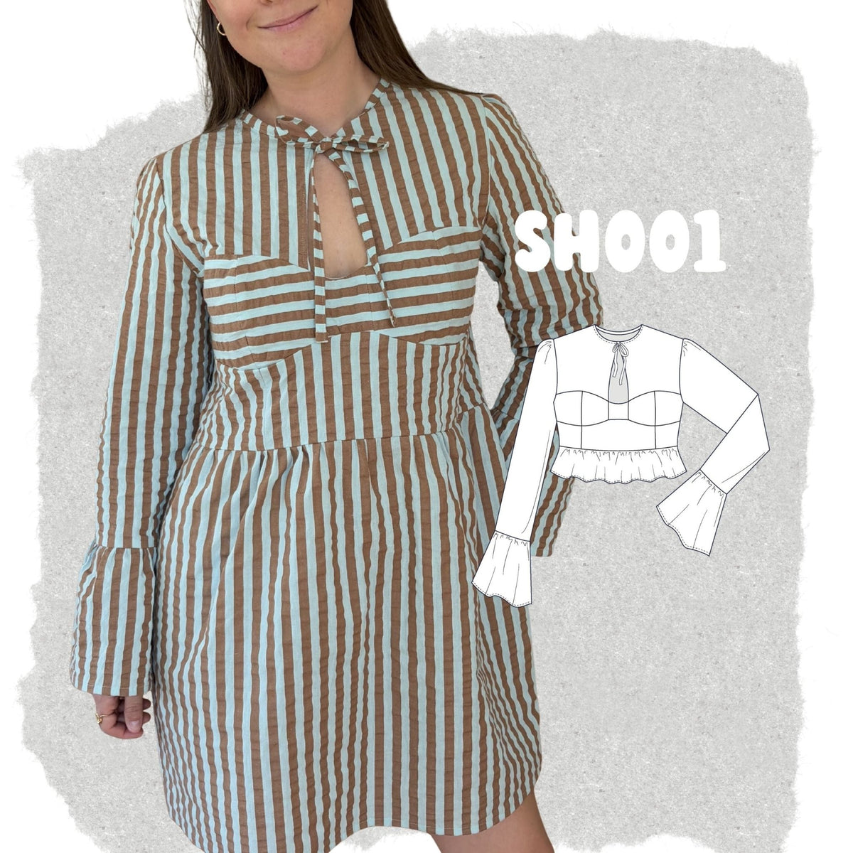 SH001 - Blouse with knotted neckline and bust cutouts - PDF PATTERN - homesewn