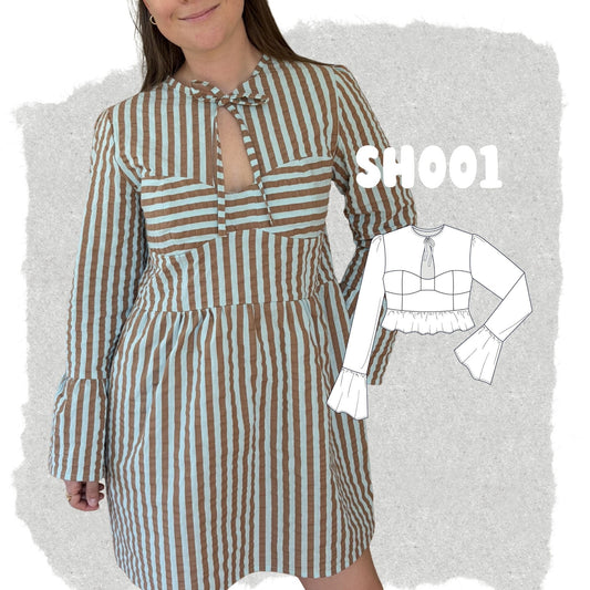 SH001 - Blouse with knotted neckline and bust cutouts - PDF PATTERN - homesewn