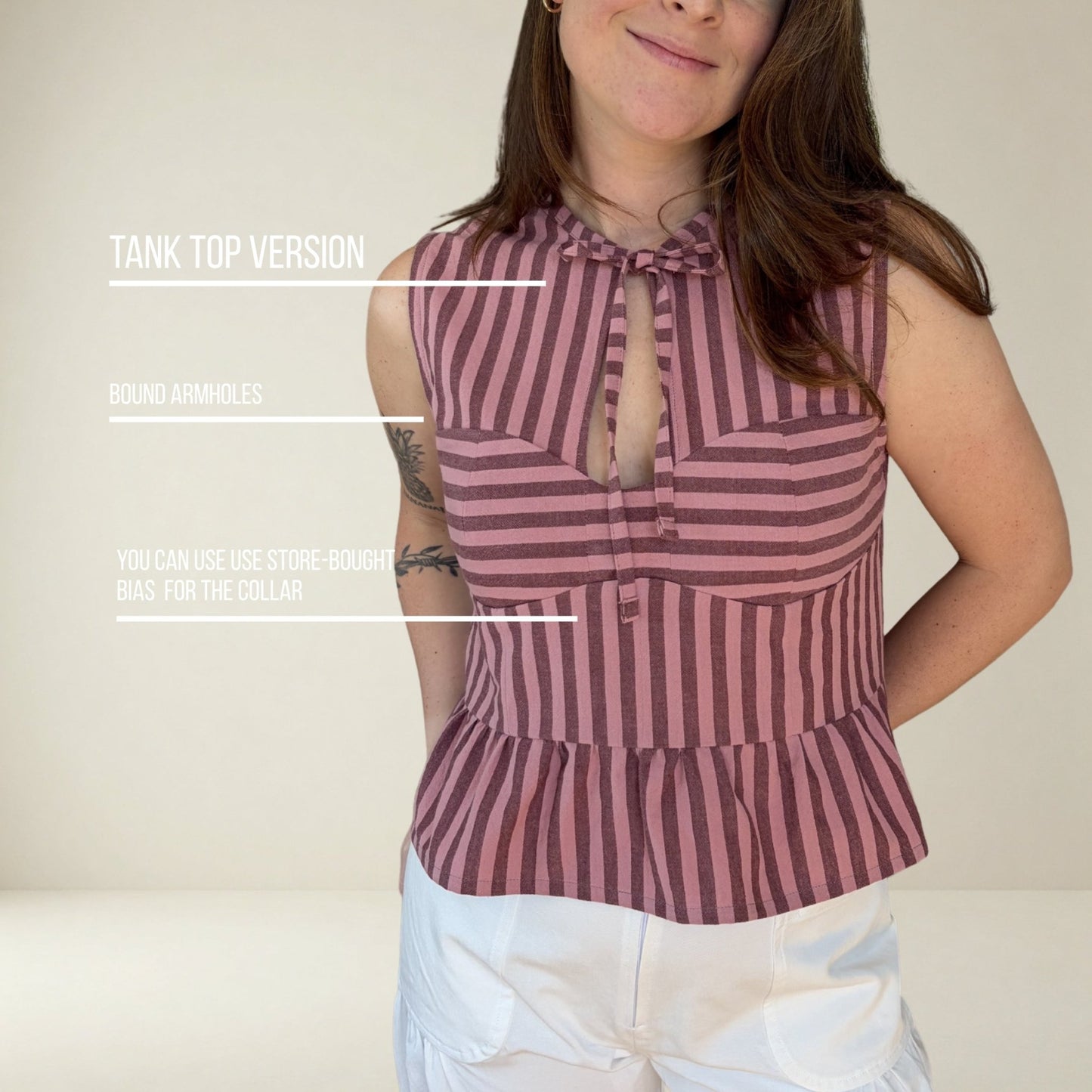 SH001 - Blouse with knotted neckline and bust cutouts - PDF PATTERN - homesewn