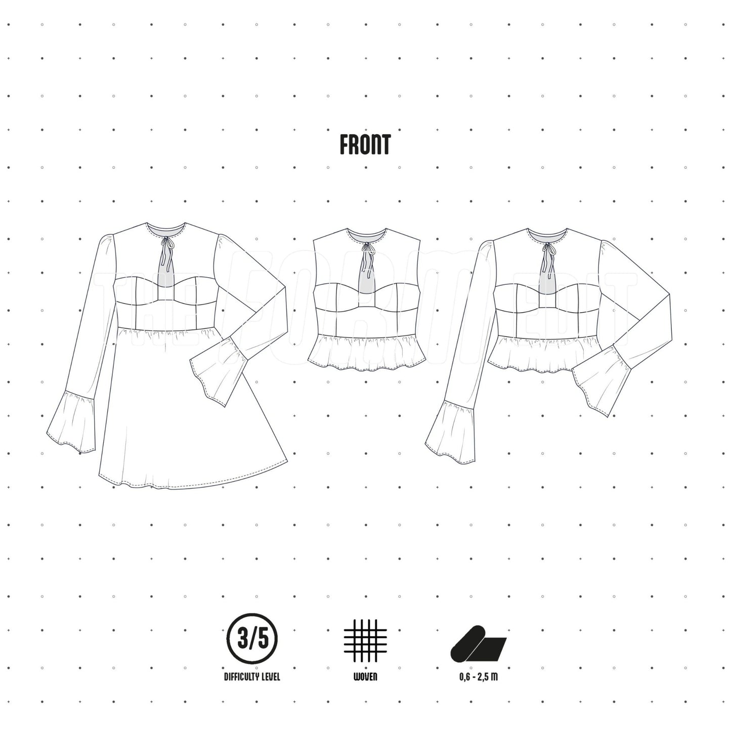 SH001 - Blouse with knotted neckline and bust cutouts - PDF PATTERN - homesewn