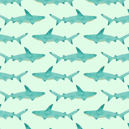 Sharks Aqua - Lewis & Irene Fabric - homesewn