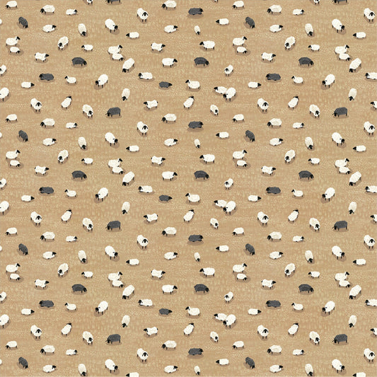 Sheep - Tan - Quilting Cotton Fabric - homesewn