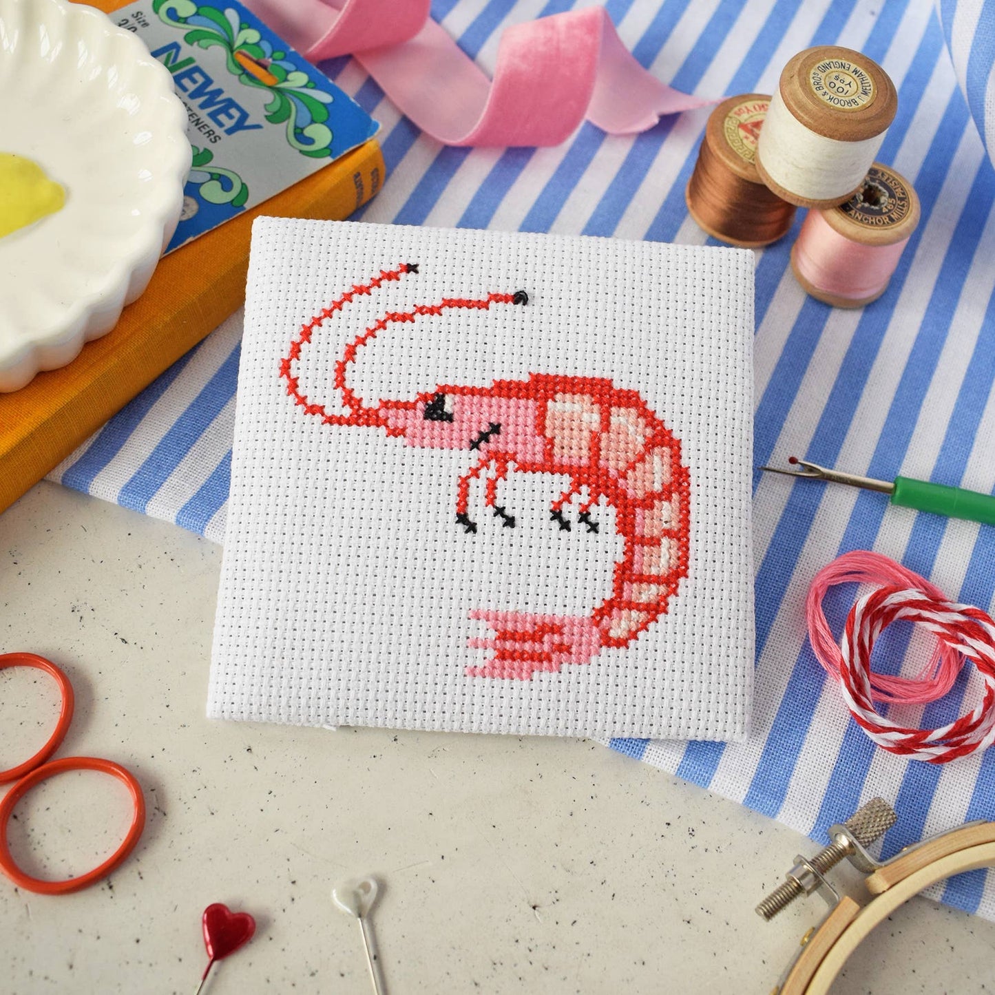 Shrimp Mini Cross Stitch Kit - homesewn