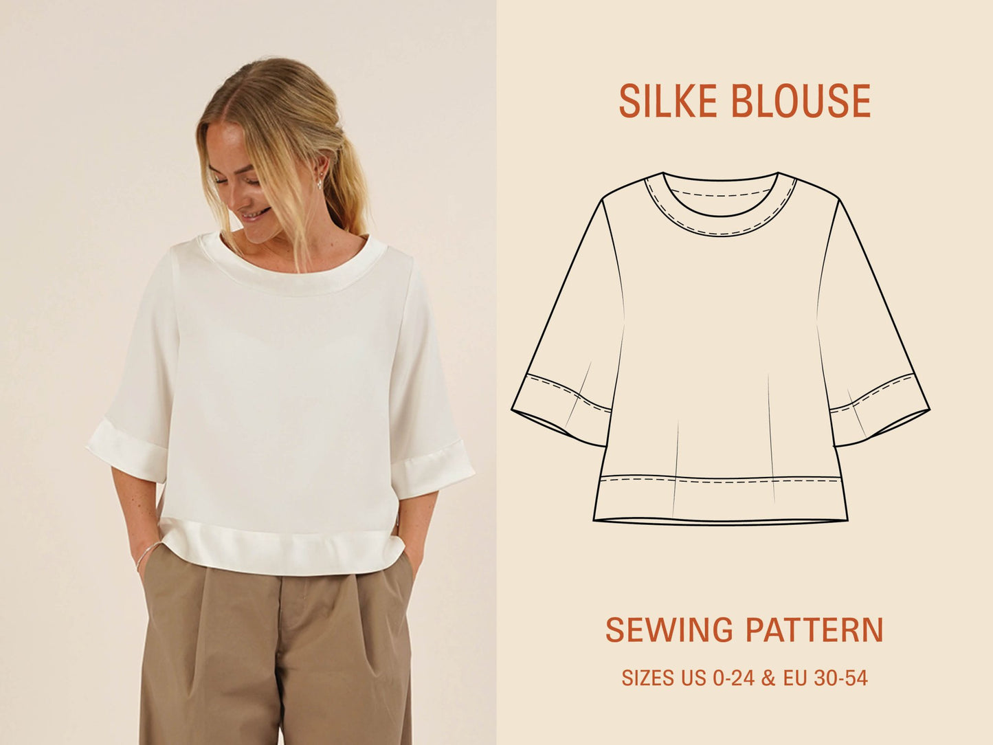 Silke Blouse Sewing pattern PDF DOWNLOAD - homesewn