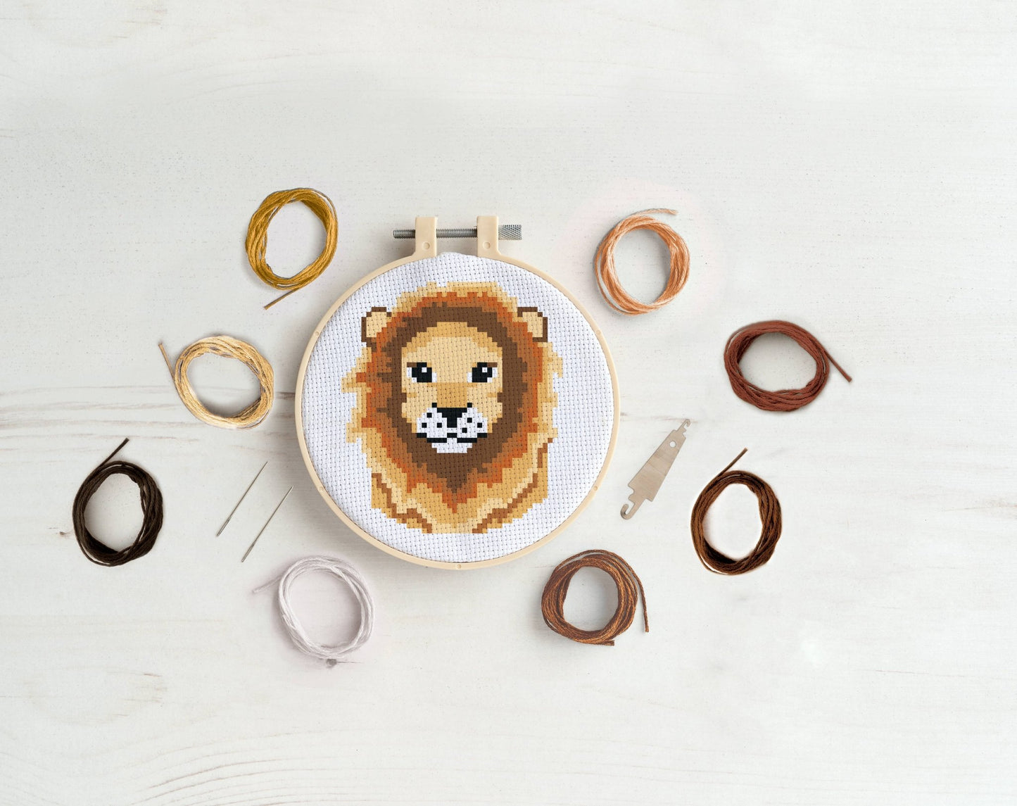 Simply Make Cross Stitch Kit - Cute Lion - homesewn