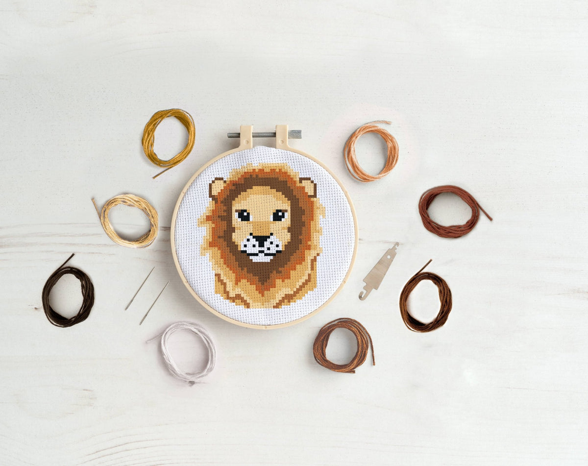 Simply Make Cross Stitch Kit - Cute Lion - homesewn