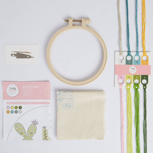 Simply Make Embroidery By Numbers Cacti Craft Stitch Kit - homesewn
