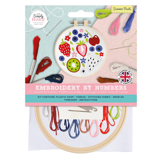 Simply Make Embroidery By Numbers Summer Fruits Craft Kit - homesewn