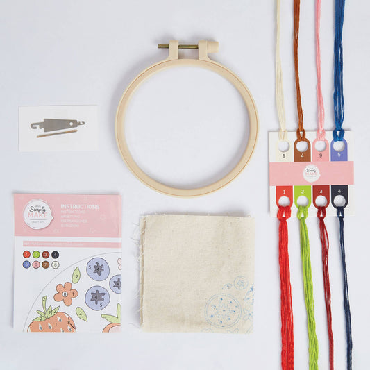 Simply Make Embroidery By Numbers Summer Fruits Craft Kit - homesewn