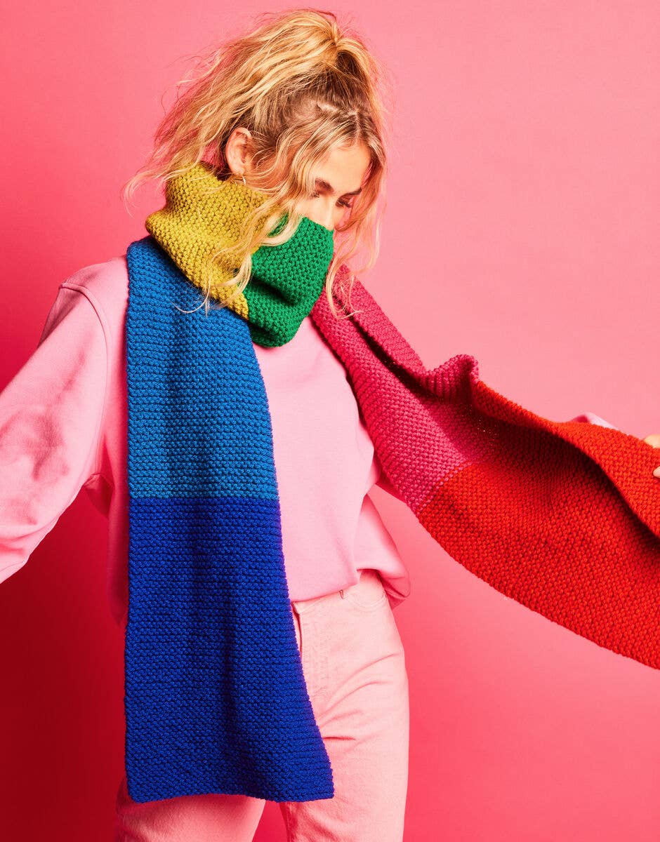 Sirdar Color Block Scarf Knit Kit - homesewn
