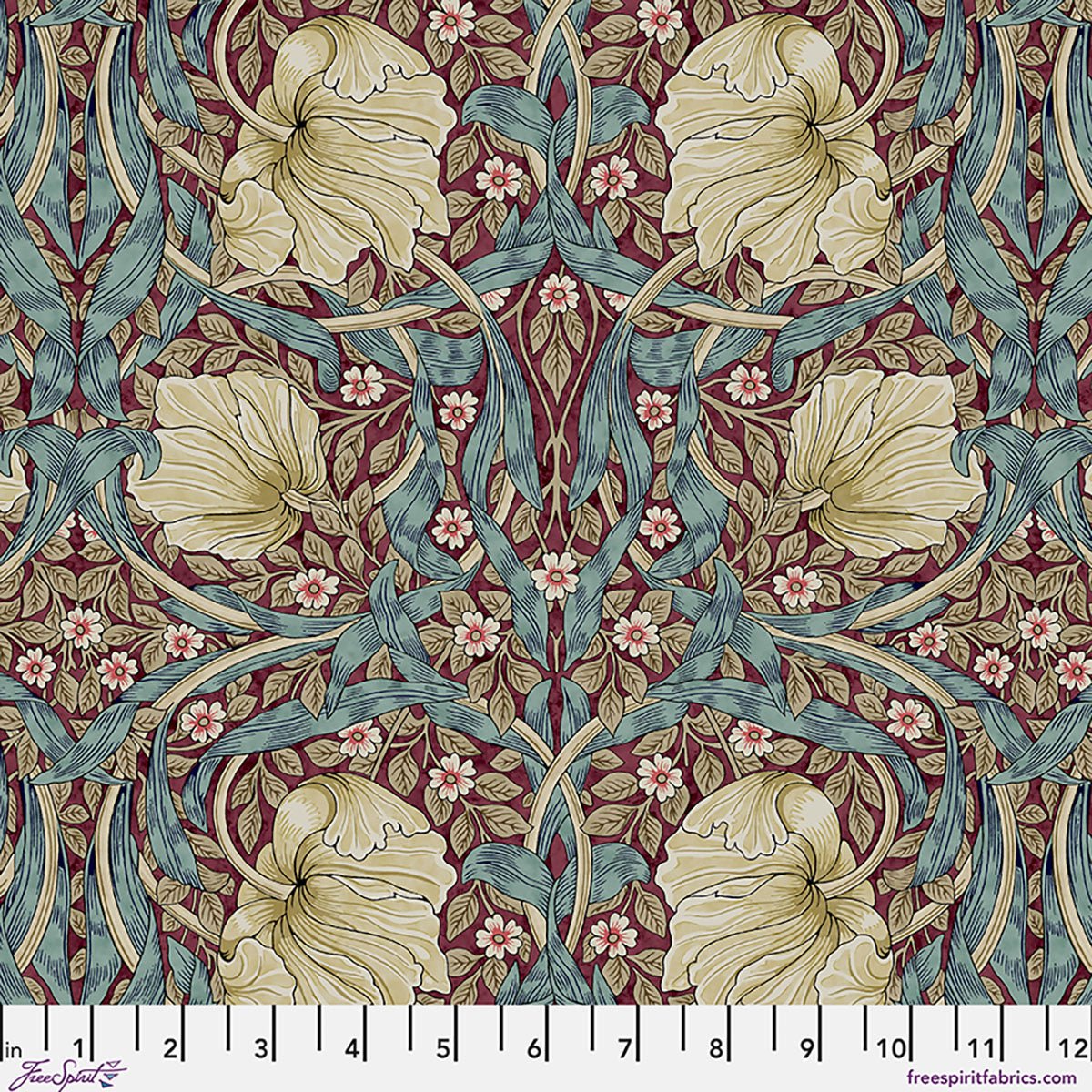 Small Pimpernel - Teal Berry - William Morris Lodden QUILTING COTTON/POPLIN - homesewn