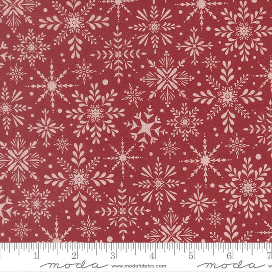 Snowflake Bilzzard - Cranberry - Gingerbread Lane QUILTING COTTON/POPLIN - homesewn