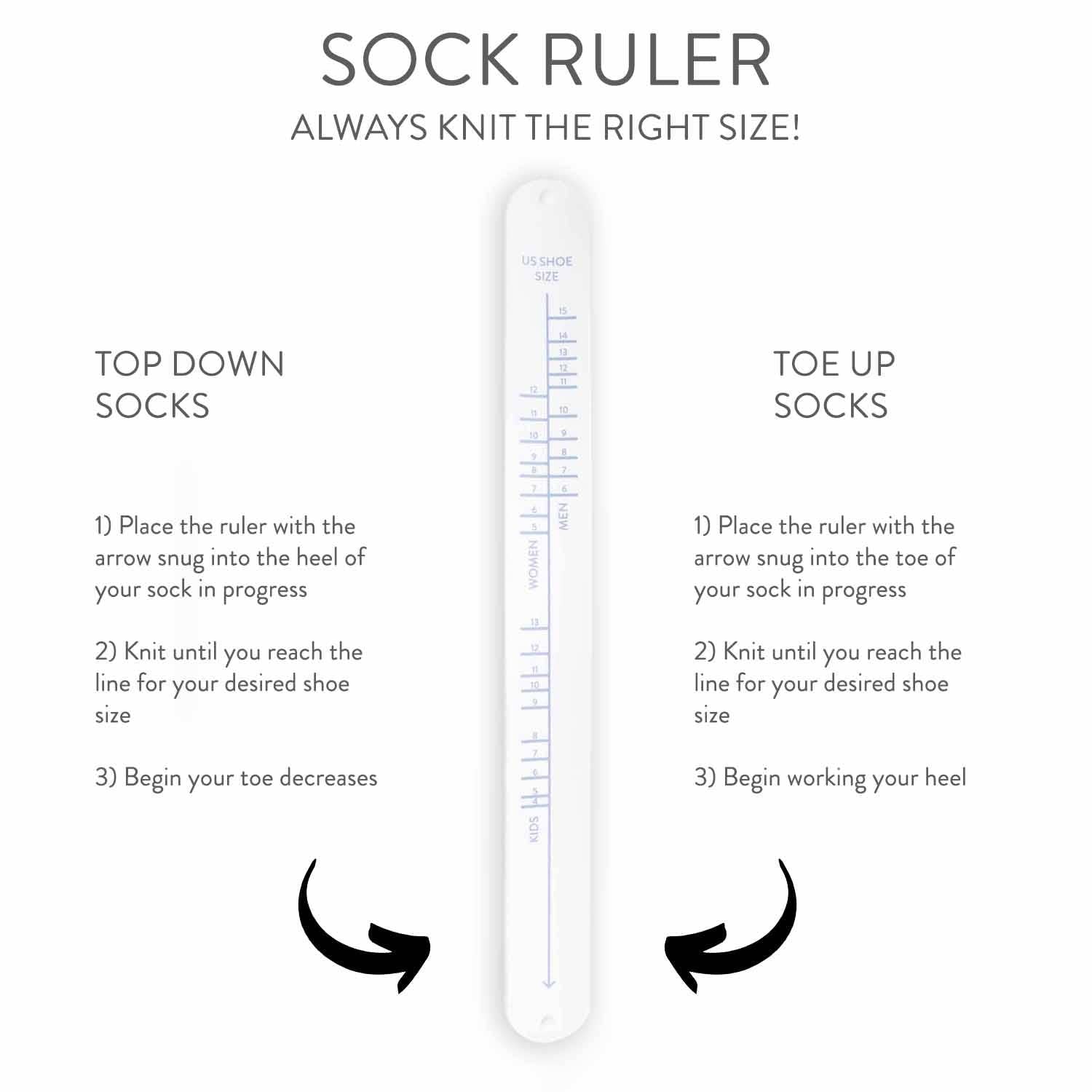 Sock Ruler - Sock Sizing Bracelet Ruler - homesewn