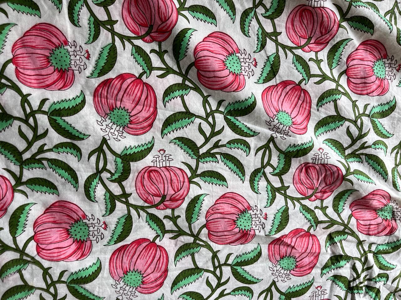 Soft Cotton Block Print Indian Pure Cotton Fabric Handmade - homesewn