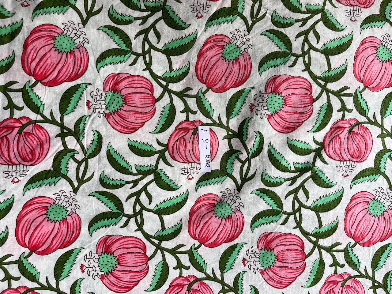 Soft Cotton Block Print Indian Pure Cotton Fabric Handmade - homesewn