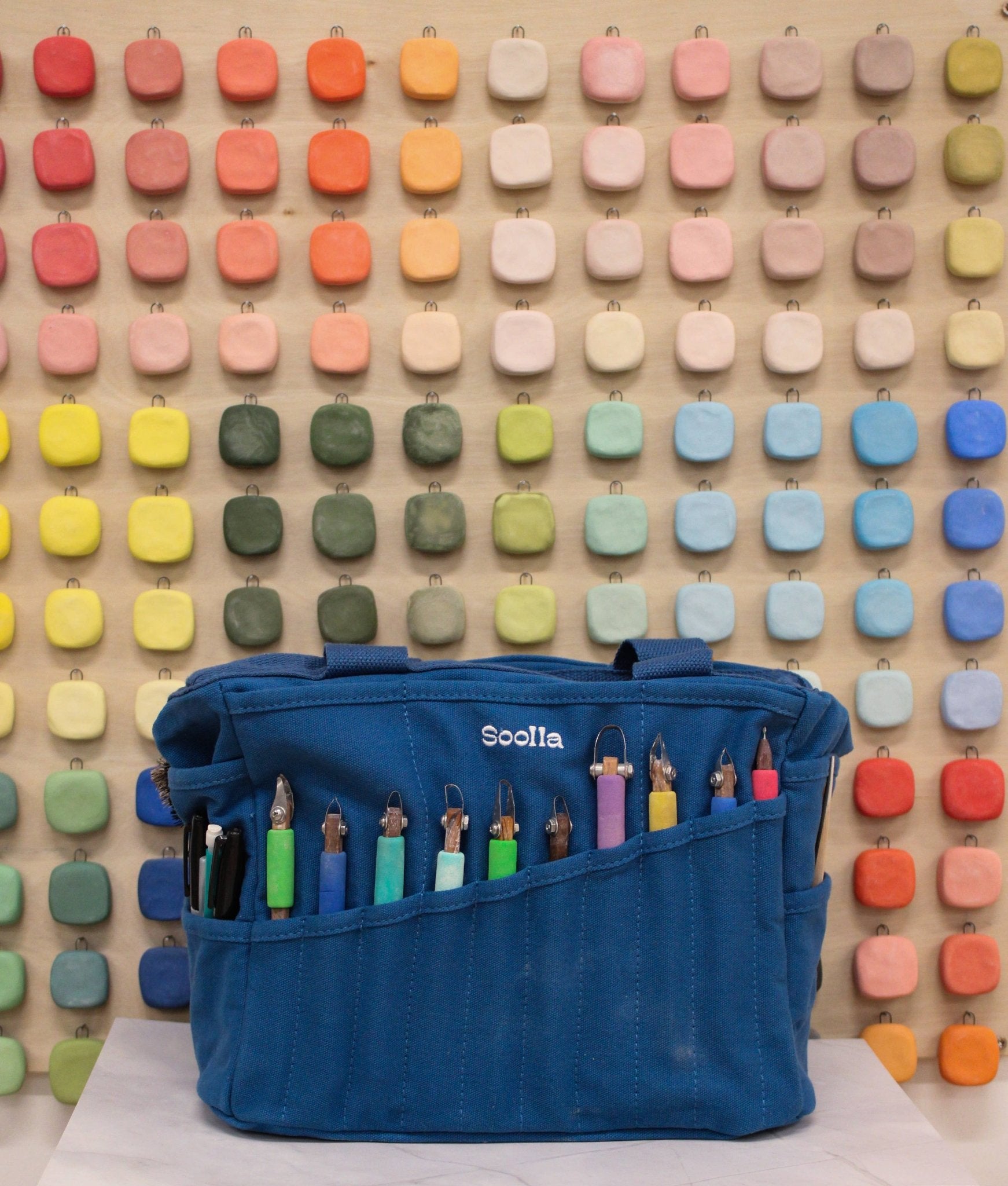 Soolla Studio Artist Bag, Blueberry Bliss, Pottery Tool Bag - homesewn
