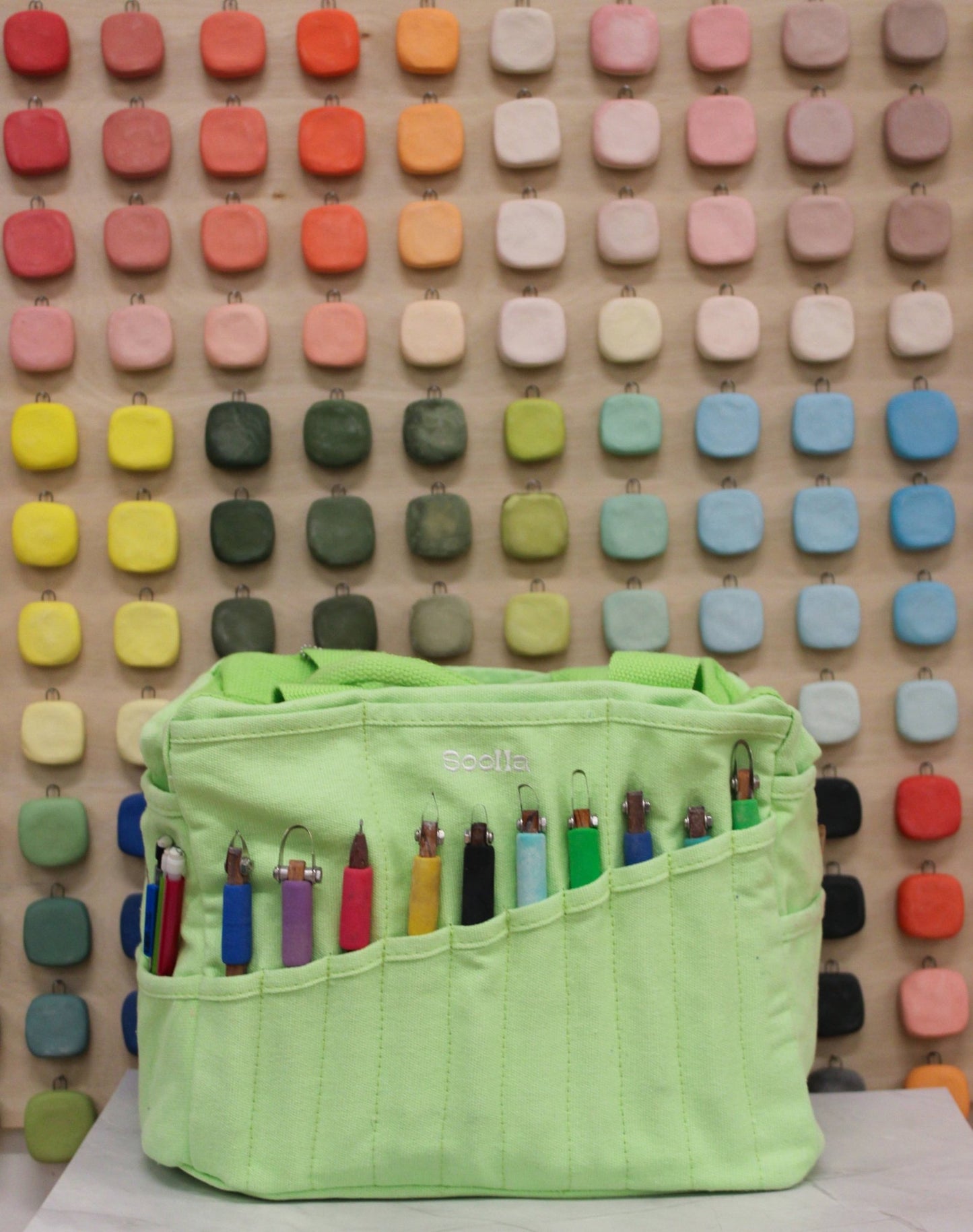 Soolla Studio Artist Bag, Lime Drip, Stationary Bag - homesewn