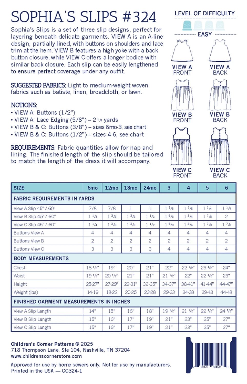Sophia's Slips Kids Pattern - homesewn
