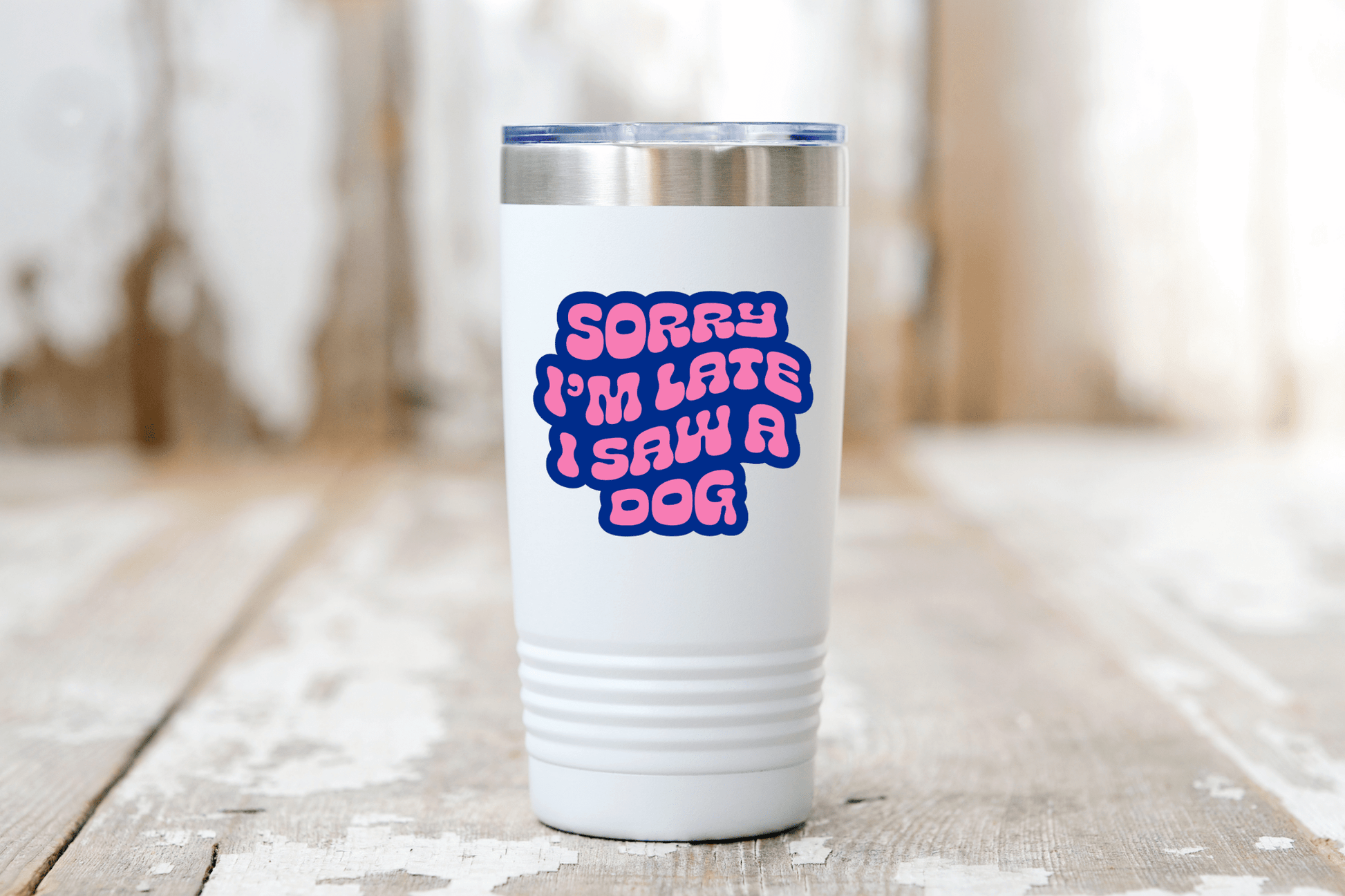 Sorry I'm Late I Saw a Dog Sticker - pet, funny, puppies - homesewn