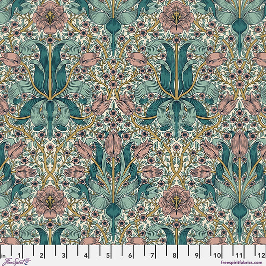 Spring Thicket - Teal - William Morris Lodden QUILTING COTTON/POPLIN - homesewn