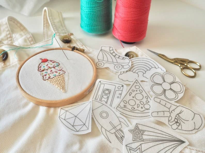 Stick and Stitch Embroidery Patches Retro Designs - homesewn