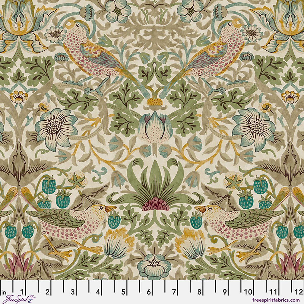 Strawberry Thief - Old Gold - William Morris Lodden QUILTING COTTON/POPLIN - homesewn