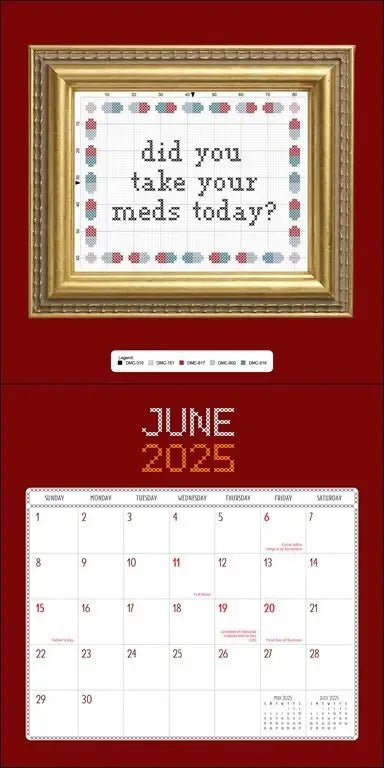 Subversive Cross Stitch 2025 Calendar with 12 patterns - homesewn